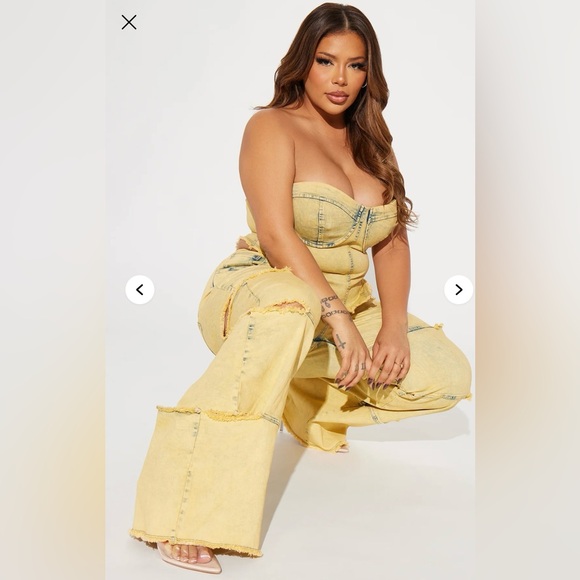 Fashion Nova Yellow Wide Leg Jumpsuit - Picture 3 of 4